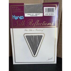 Vintage Hanes Silk Reflections Silky Control Top Pantyhose  Taupe Haze Sz EF